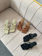 Ladies Double Knot Strap Square Open Toe Slid-On Heel